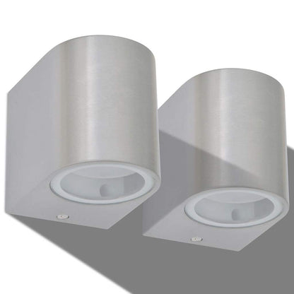 vidaXL Outdoor LED Wall Lights 2 pcs Round Downwards - Silver