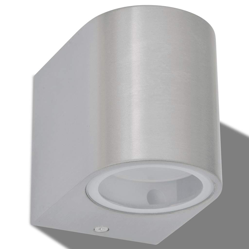 vidaXL Outdoor LED Wall Lights 2 pcs Round Downwards - Silver