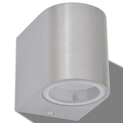 vidaXL Outdoor LED Wall Lights 2 pcs Round Downwards - Silver
