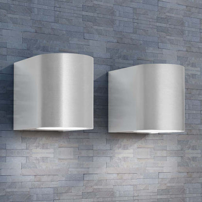 vidaXL Outdoor LED Wall Lights 2 pcs Round Downwards - Silver