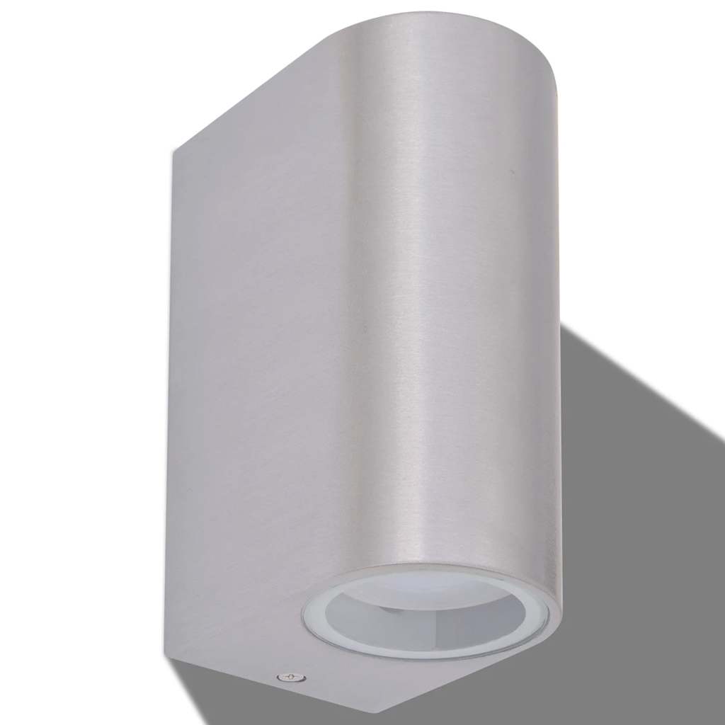 vidaXL Outdoor LED Wall Lights 2 pcs Round Up/Downwards - Silver
