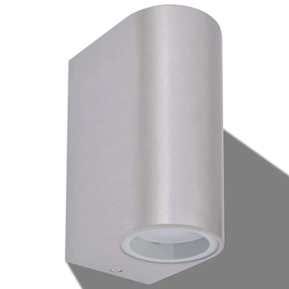 vidaXL Outdoor LED Wall Lights 2 pcs Round Up/Downwards - Silver