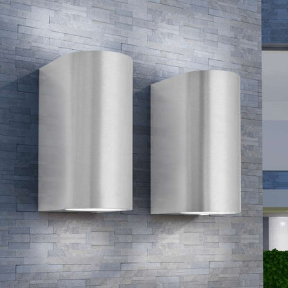 vidaXL Outdoor LED Wall Lights 2 pcs Round Up/Downwards - Silver