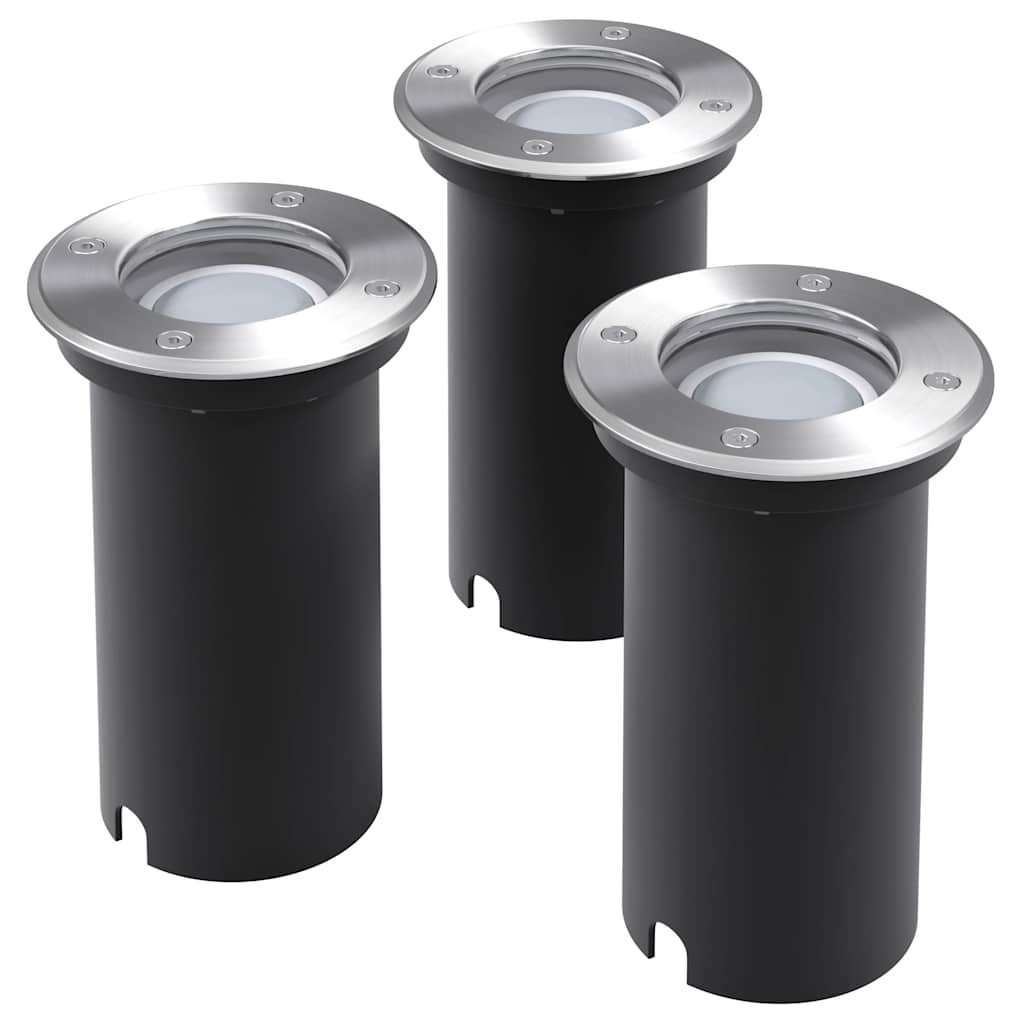 vidaXL Outdoor LED Ground Lights 3 pcs Round - Silver