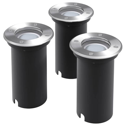 vidaXL Outdoor LED Ground Lights 3 pcs Round - Silver