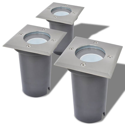 vidaXL Outdoor LED Ground Lights 3 pcs Square - Silver