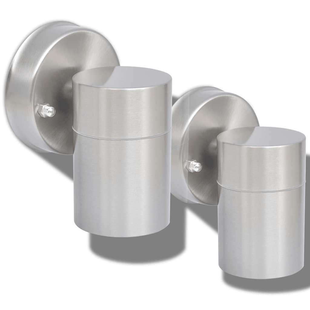 vidaXL Outdoor LED Wall Lights 2 pcs Stainless Steel Downwards - Silver
