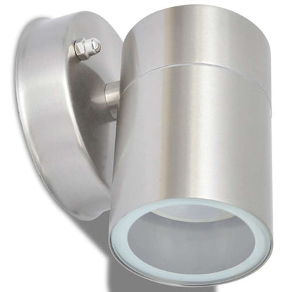 vidaXL Outdoor LED Wall Lights 2 pcs Stainless Steel Downwards - Silver