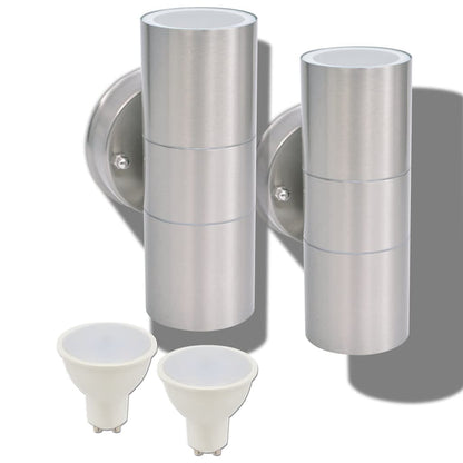 vidaXL Outdoor LED Wall Lights 2 pcs Stainless Steel Up/Downwards - Silver