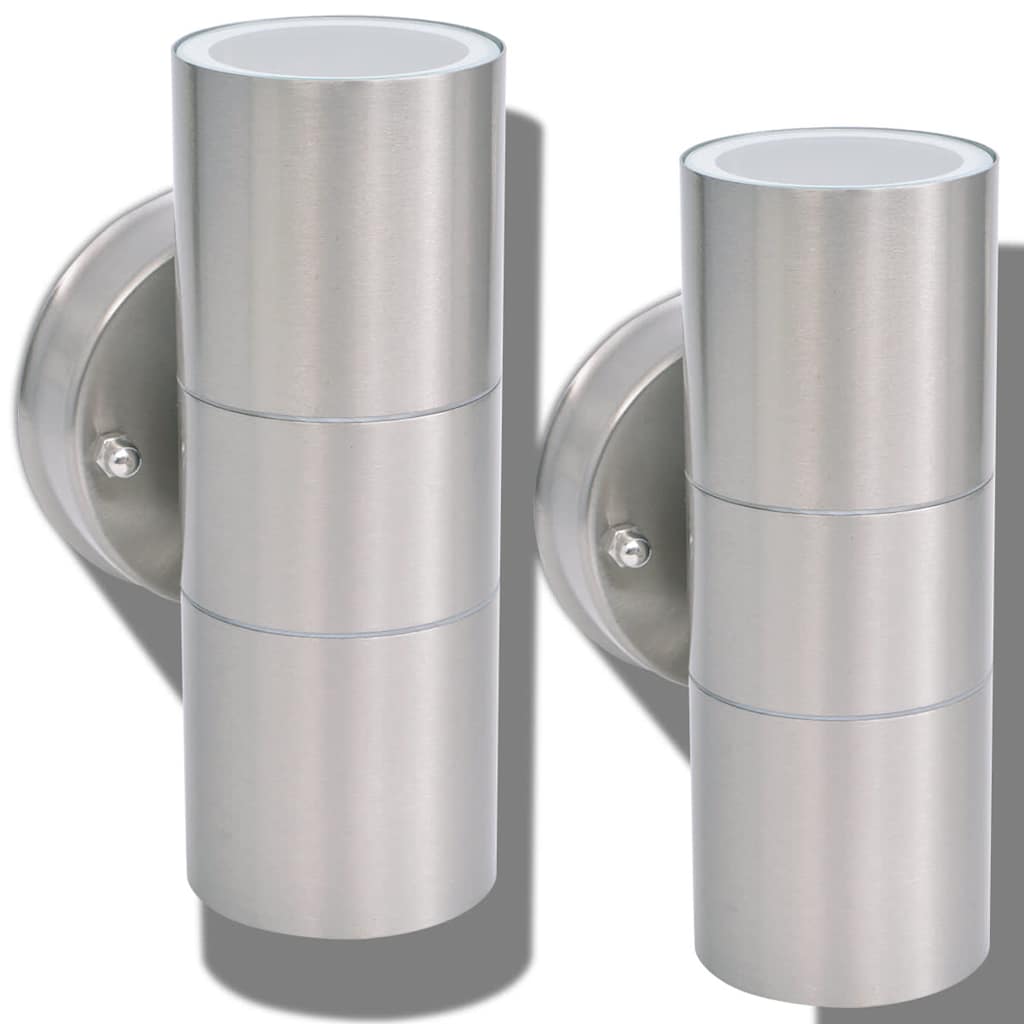 vidaXL Outdoor LED Wall Lights 2 pcs Stainless Steel Up/Downwards - Silver