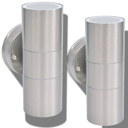 vidaXL Outdoor LED Wall Lights 2 pcs Stainless Steel Up/Downwards - Silver
