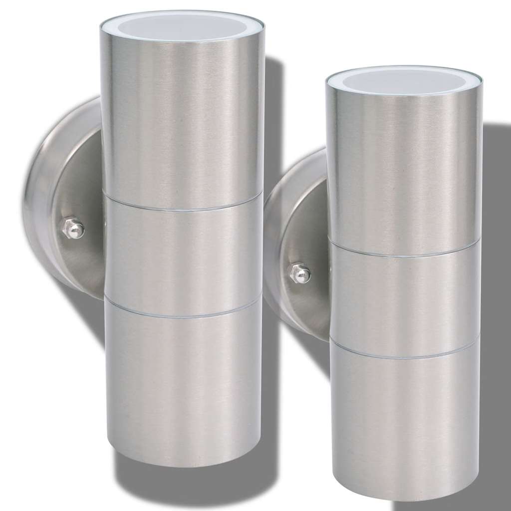 vidaXL Outdoor LED Wall Lights 2 pcs Stainless Steel Up/Downwards - Silver