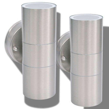 vidaXL Outdoor LED Wall Lights 2 pcs Stainless Steel Up/Downwards - Silver