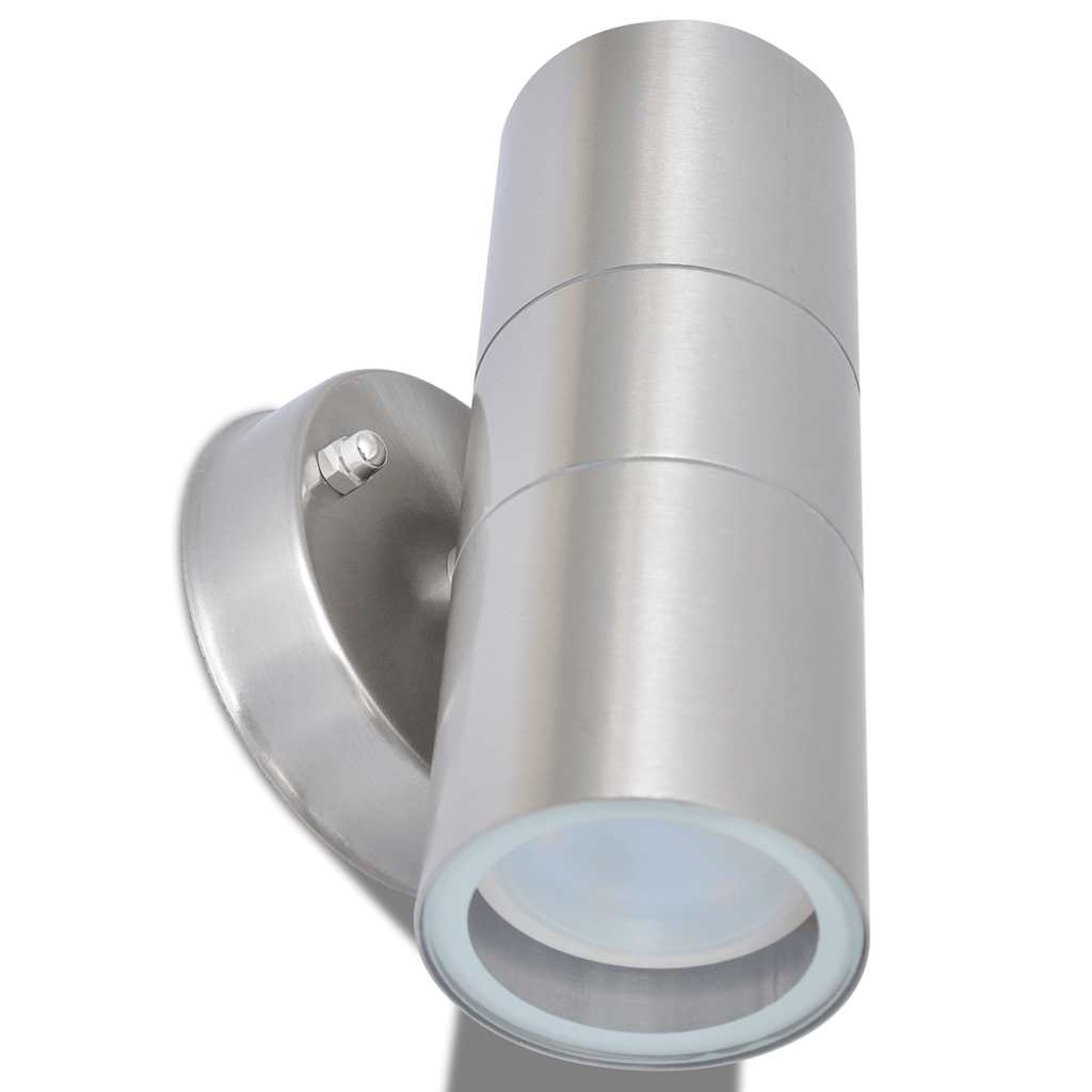 vidaXL Outdoor LED Wall Lights 2 pcs Stainless Steel Up/Downwards - Silver