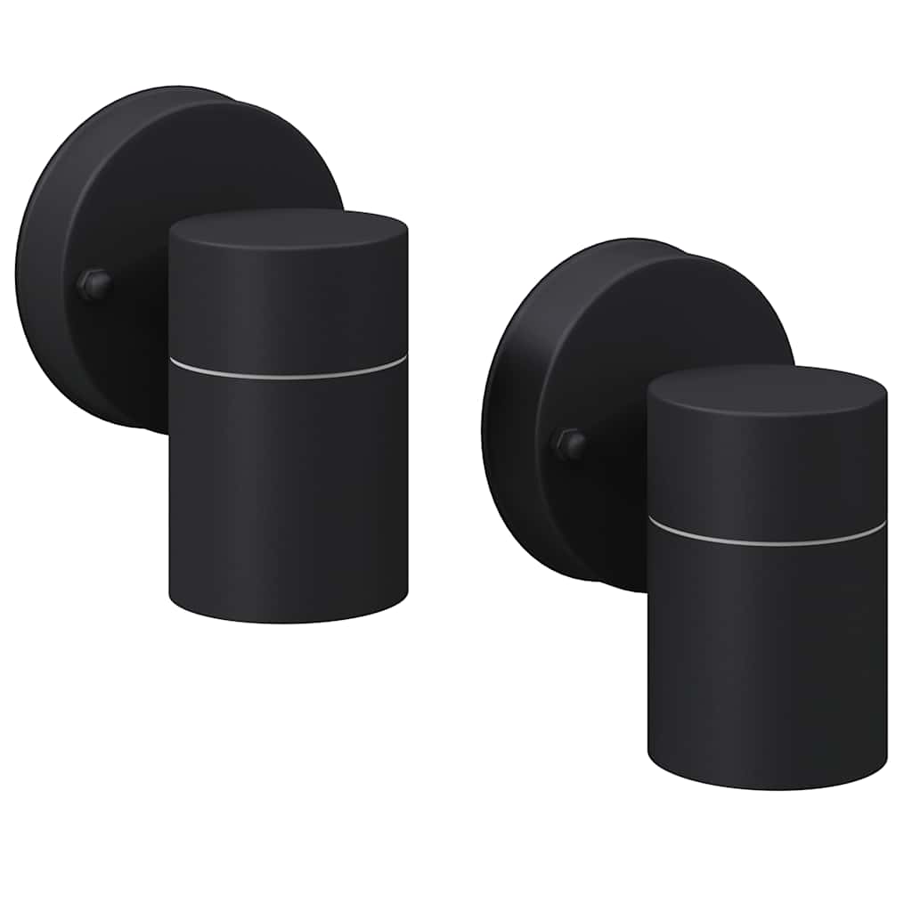 vidaXL Outdoor LED Wall Lights 2 pcs Stainless Steel Downwards - Black