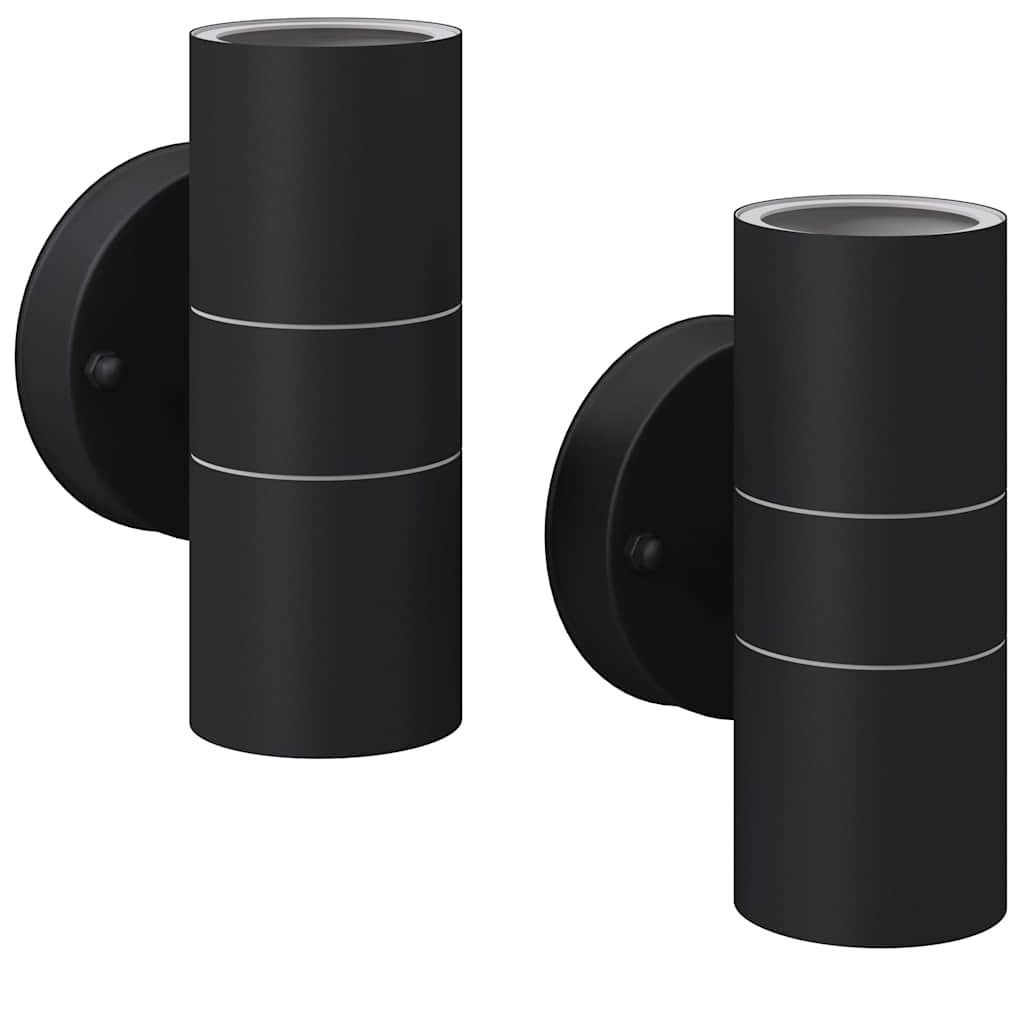 vidaXL Outdoor LED Wall Lights 2 pcs Stainless Steel Up/Downwards - Black