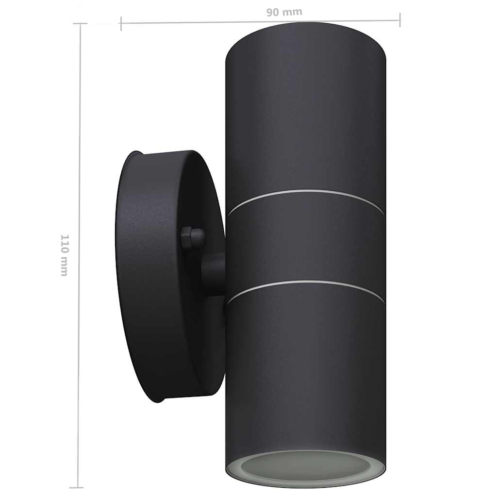 vidaXL Outdoor LED Wall Lights 2 pcs Stainless Steel Up/Downwards - Black