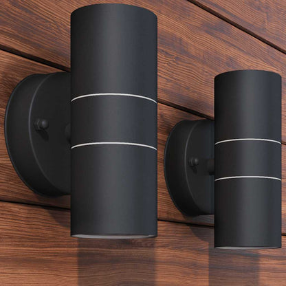 vidaXL Outdoor LED Wall Lights 2 pcs Stainless Steel Up/Downwards - Black