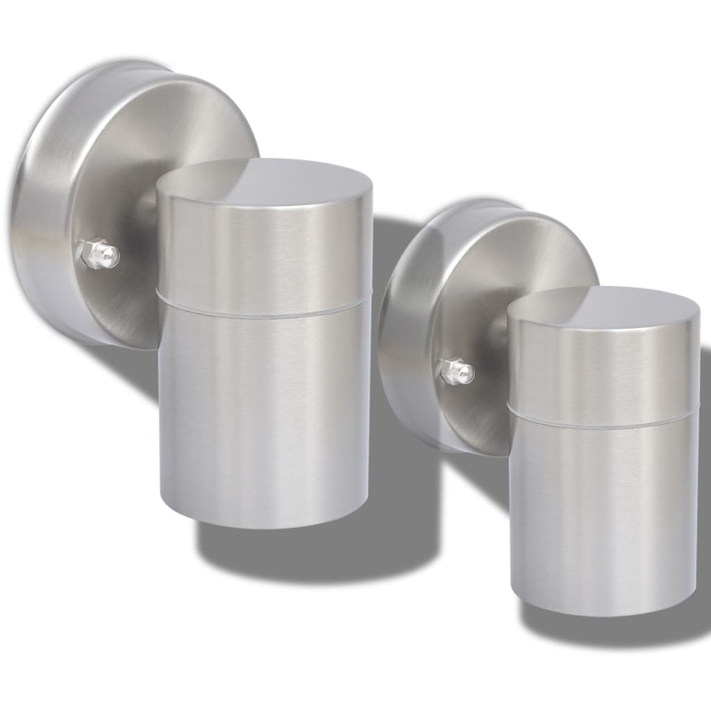 vidaXL Outdoor Wall Lights 2 pcs Stainless Steel Downwards - Silver