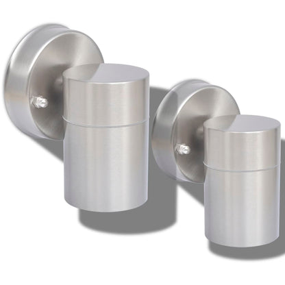 vidaXL Outdoor Wall Lights 2 pcs Stainless Steel Downwards - Silver