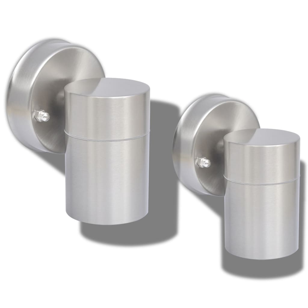 vidaXL Outdoor Wall Lights 2 pcs Stainless Steel Downwards - Silver