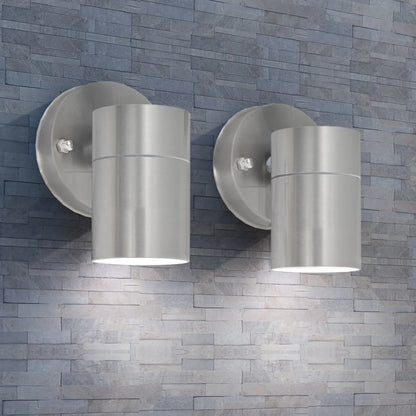 vidaXL Outdoor Wall Lights 2 pcs Stainless Steel Downwards - Silver
