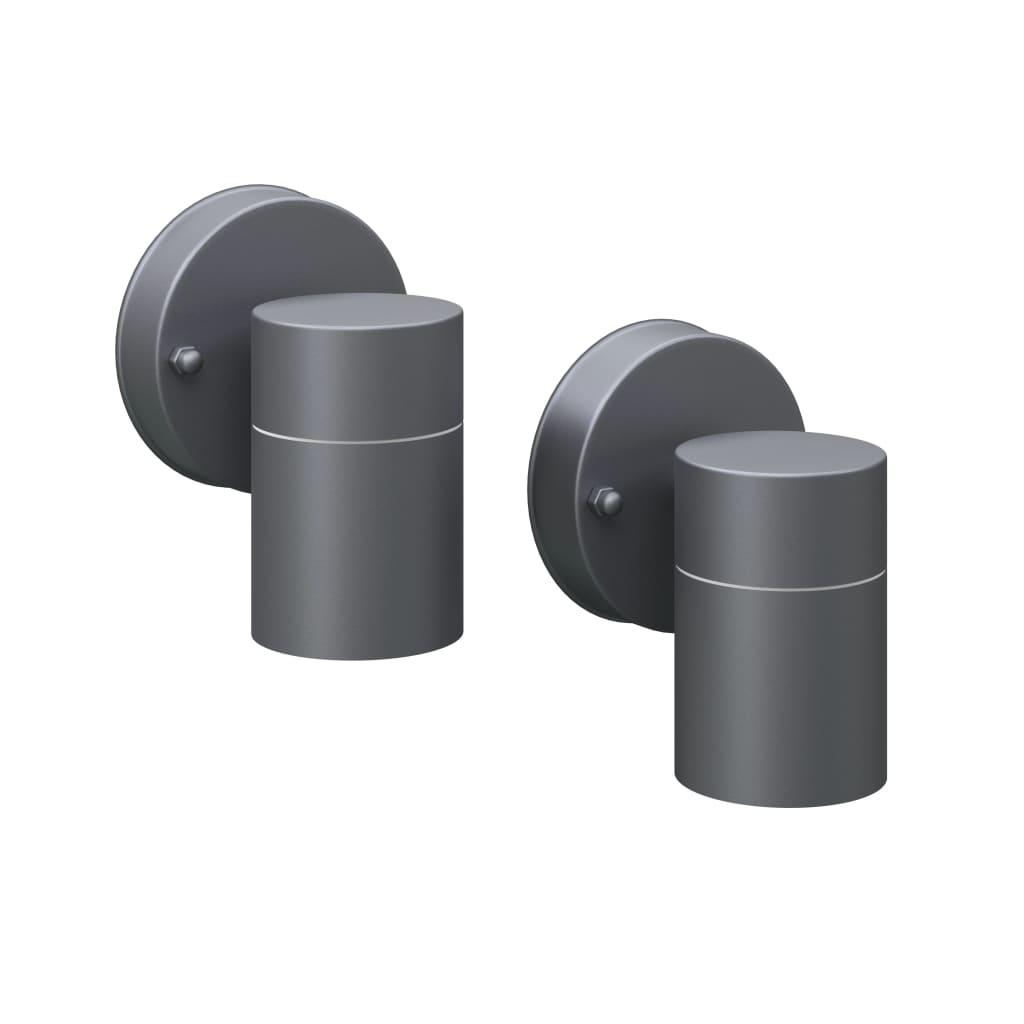 vidaXL Outdoor Wall Lights 2 pcs Stainless Steel Downwards - Black