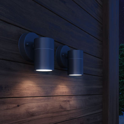 vidaXL Outdoor Wall Lights 2 pcs Stainless Steel Downwards - Black