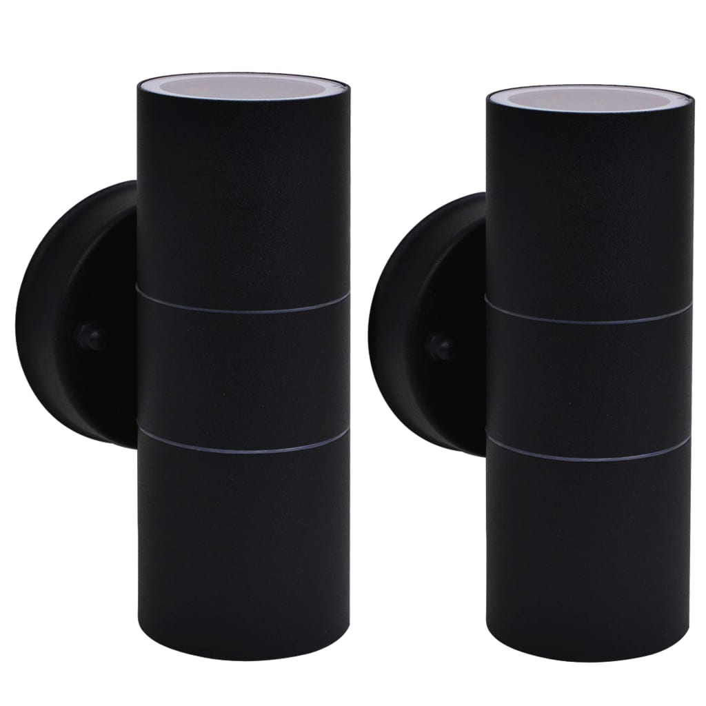 vidaXL Outdoor Wall Lights 2 pcs Stainless Steel Up/Downwards - Black