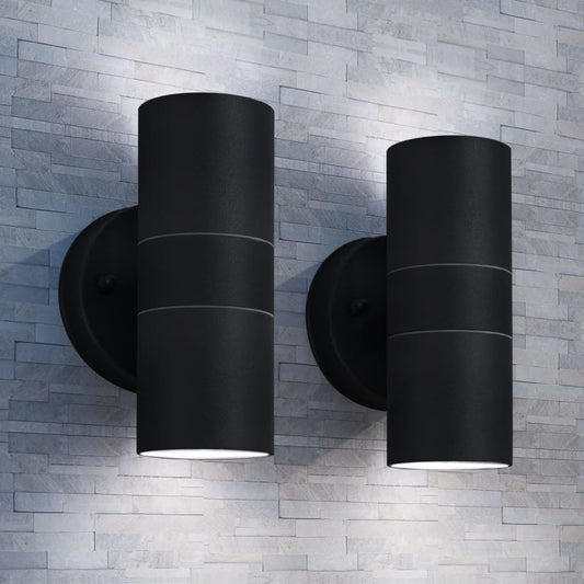 vidaXL Outdoor Wall Lights 2 pcs Stainless Steel Up/Downwards - Black