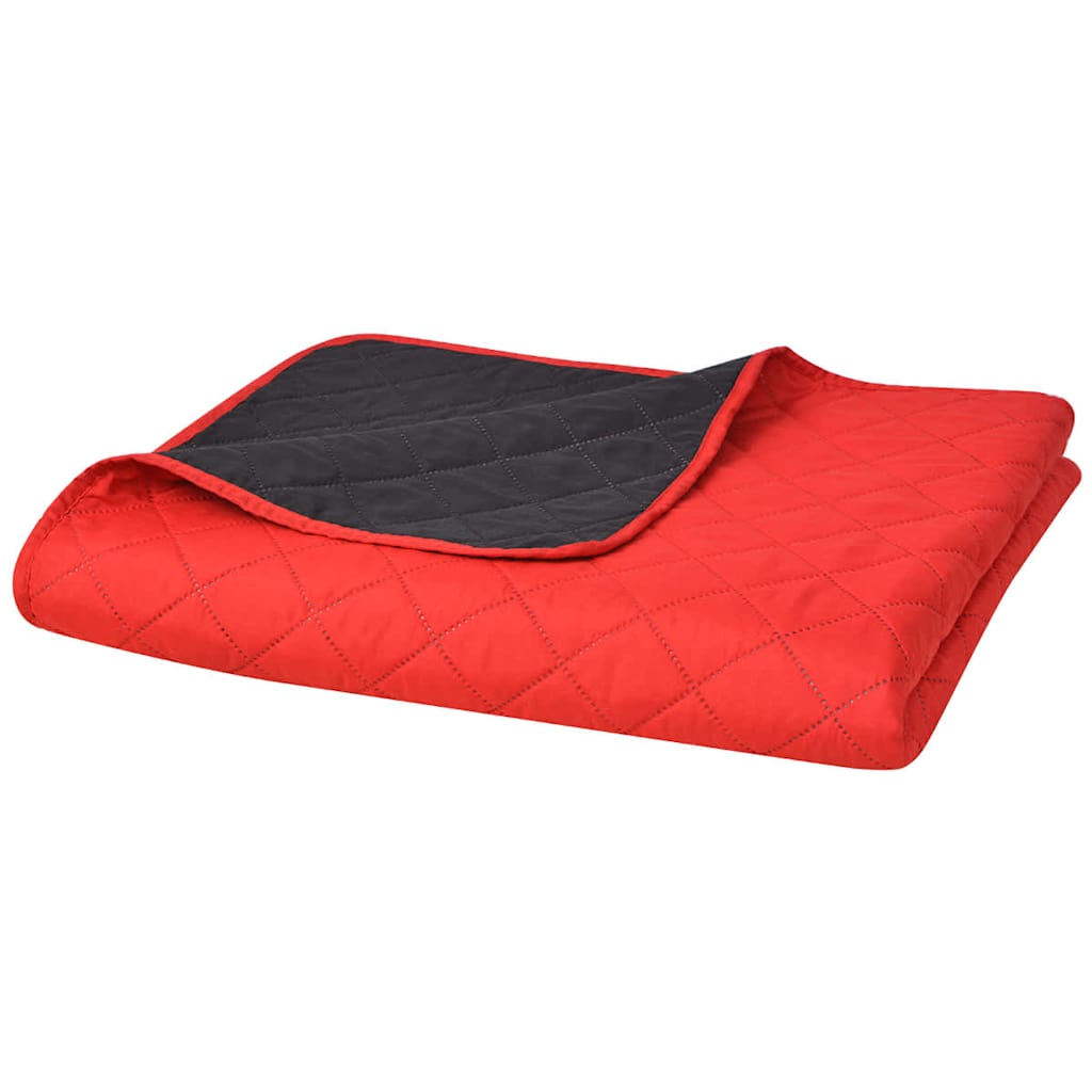 131552 vidaXL Double-sided Quilted Bedspread Red and Black 170x210 cm - Multicolour - 210 x 170 cm