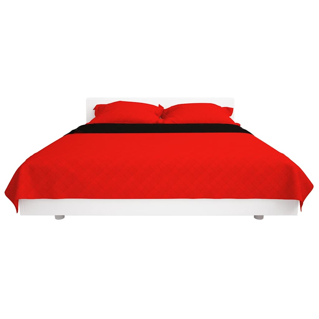 131552 vidaXL Double-sided Quilted Bedspread Red and Black 170x210 cm - Multicolour - 210 x 170 cm