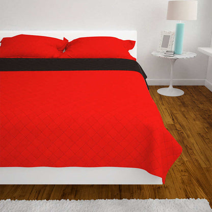 131552 vidaXL Double-sided Quilted Bedspread Red and Black 170x210 cm - Multicolour - 210 x 170 cm