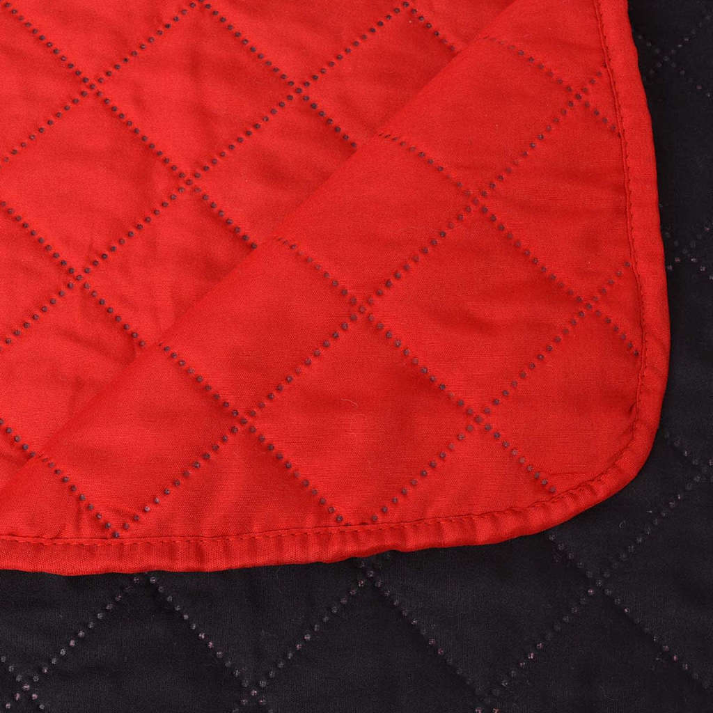 131552 vidaXL Double-sided Quilted Bedspread Red and Black 170x210 cm - Multicolour - 210 x 170 cm