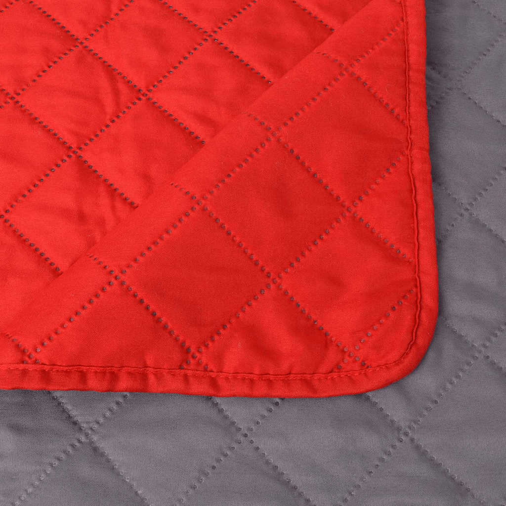 131555 vidaXL Double-sided Quilted Bedspread Red and Grey 170x210 cm - Multicolour - 210 x 170 cm