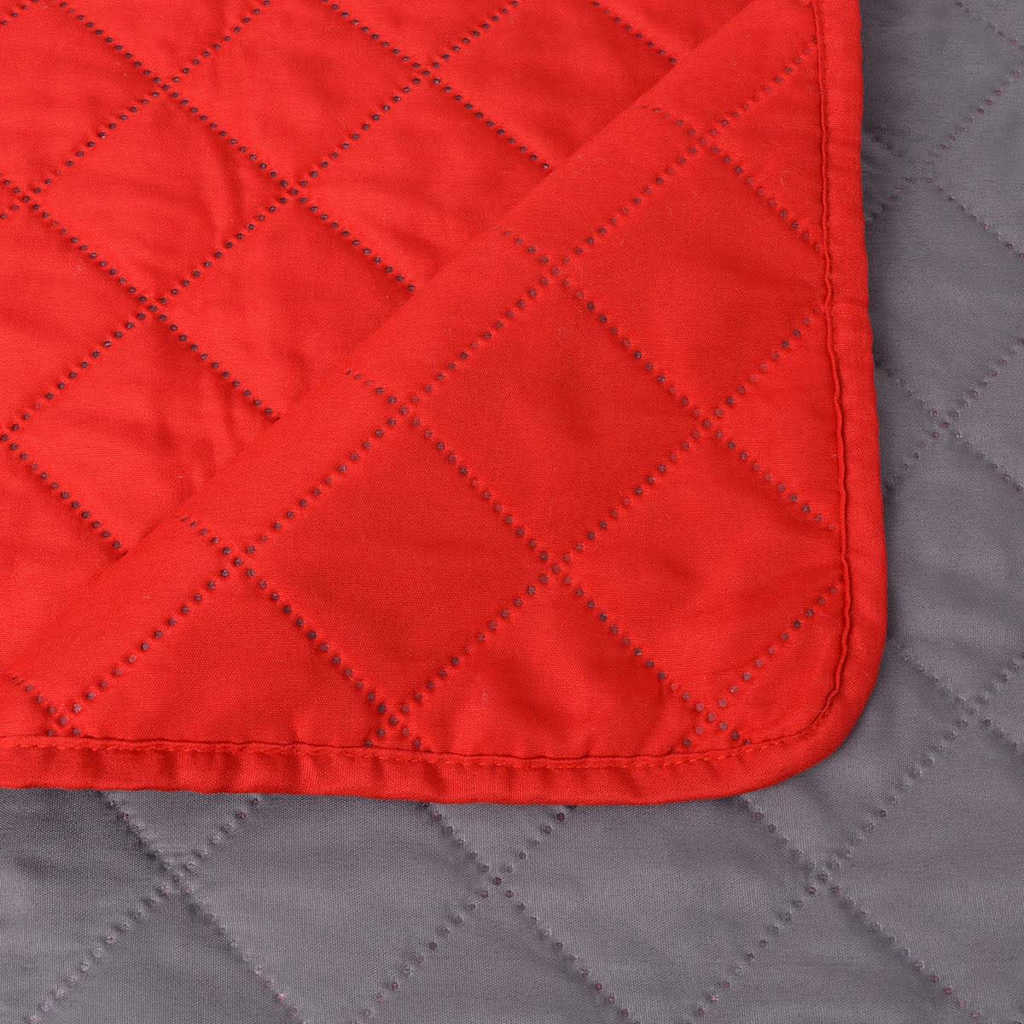 131556 vidaXL Double-sided Quilted Bedspread Red and Grey 220x240 cm - Multicolour - 240 x 220 cm