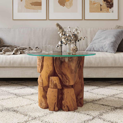 243474 vidaXL Coffee Table Solid Teak Driftwood 60 cm - Brown - 60 x 40 x 60 cm