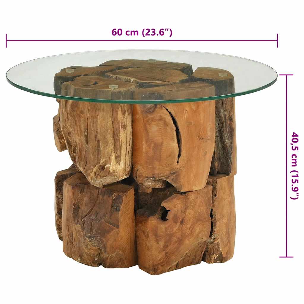 243474 vidaXL Coffee Table Solid Teak Driftwood 60 cm - Brown - 60 x 40 x 60 cm