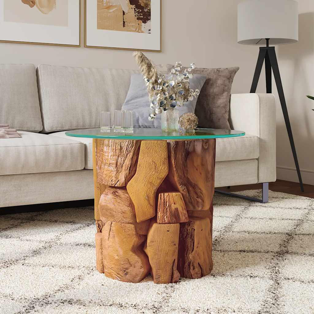 243474 vidaXL Coffee Table Solid Teak Driftwood 60 cm - Brown - 60 x 40 x 60 cm