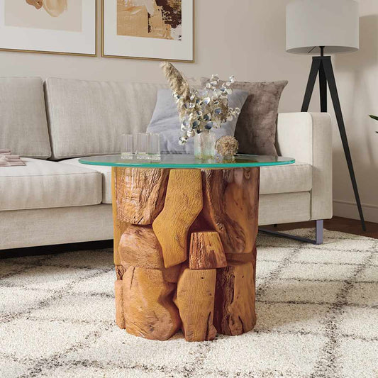 243474 vidaXL Coffee Table Solid Teak Driftwood 60 cm - Brown - 60 x 40 x 60 cm