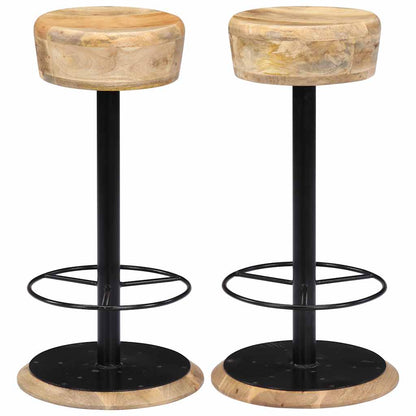 vidaXL Bar Stools 2 pcs Solid Mango Wood - Brown - 38 x 38 x 76 cm