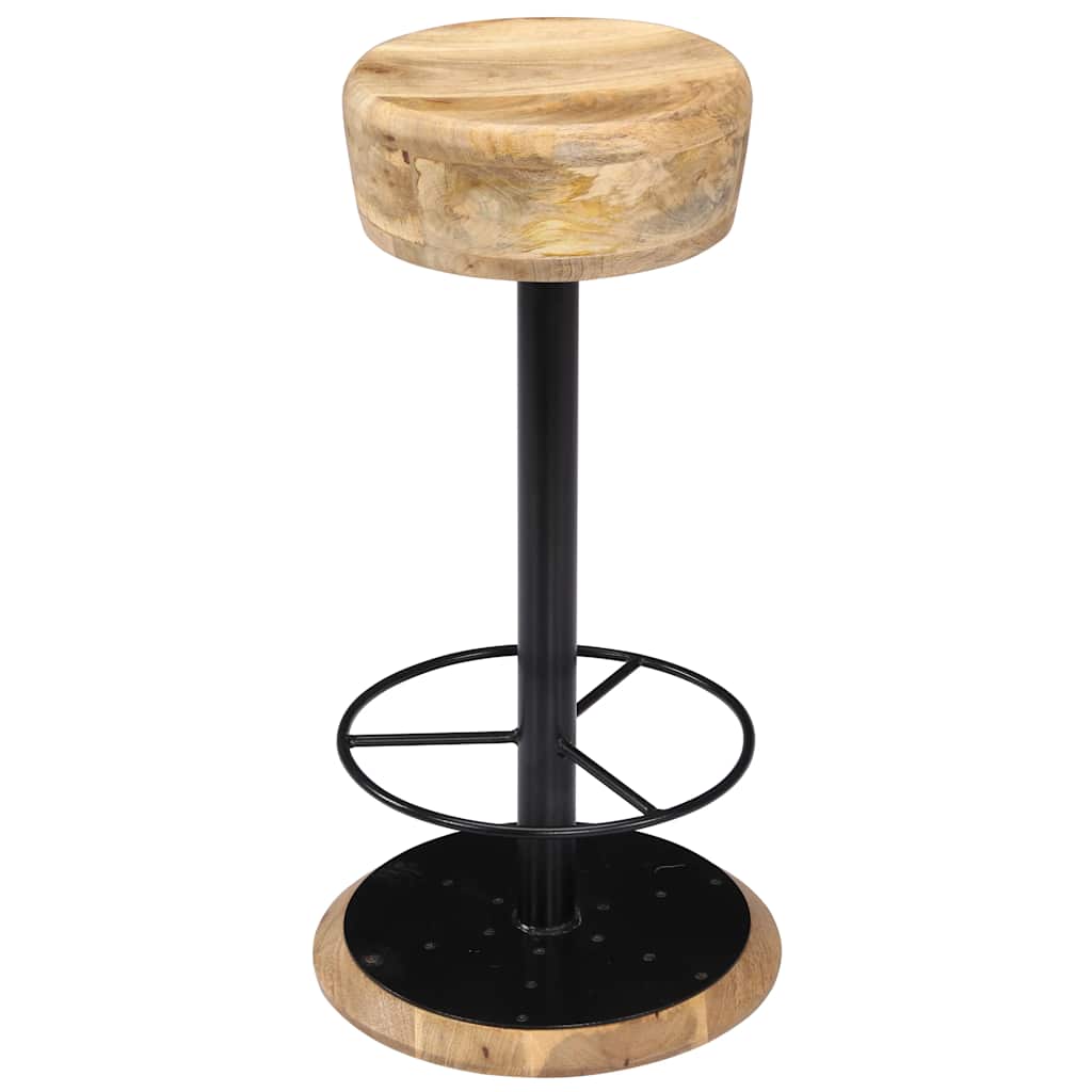 vidaXL Bar Stools 2 pcs Solid Mango Wood - Brown - 38 x 38 x 76 cm