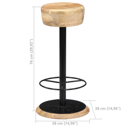 vidaXL Bar Stools 2 pcs Solid Mango Wood - Brown - 38 x 38 x 76 cm