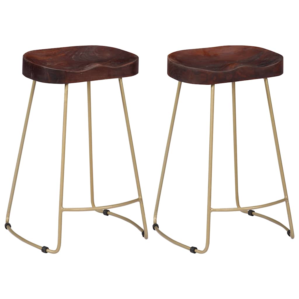 vidaXL Gavin Bar Stools 2 pcs Solid Mango Wood - Brown - 45 x 40 x 62 cm