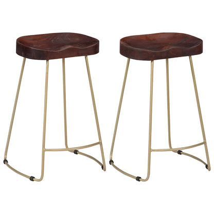 vidaXL Gavin Bar Stools 2 pcs Solid Mango Wood - Brown - 45 x 40 x 62 cm