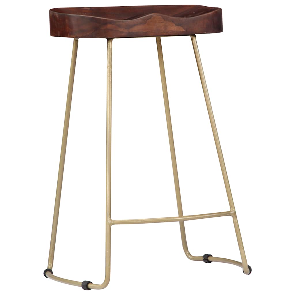 vidaXL Gavin Bar Stools 2 pcs Solid Mango Wood - Brown - 45 x 40 x 62 cm