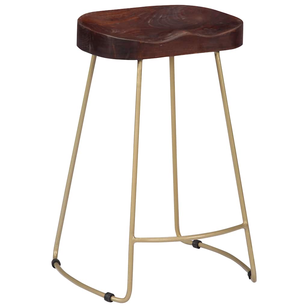 vidaXL Gavin Bar Stools 2 pcs Solid Mango Wood - Brown - 45 x 40 x 62 cm
