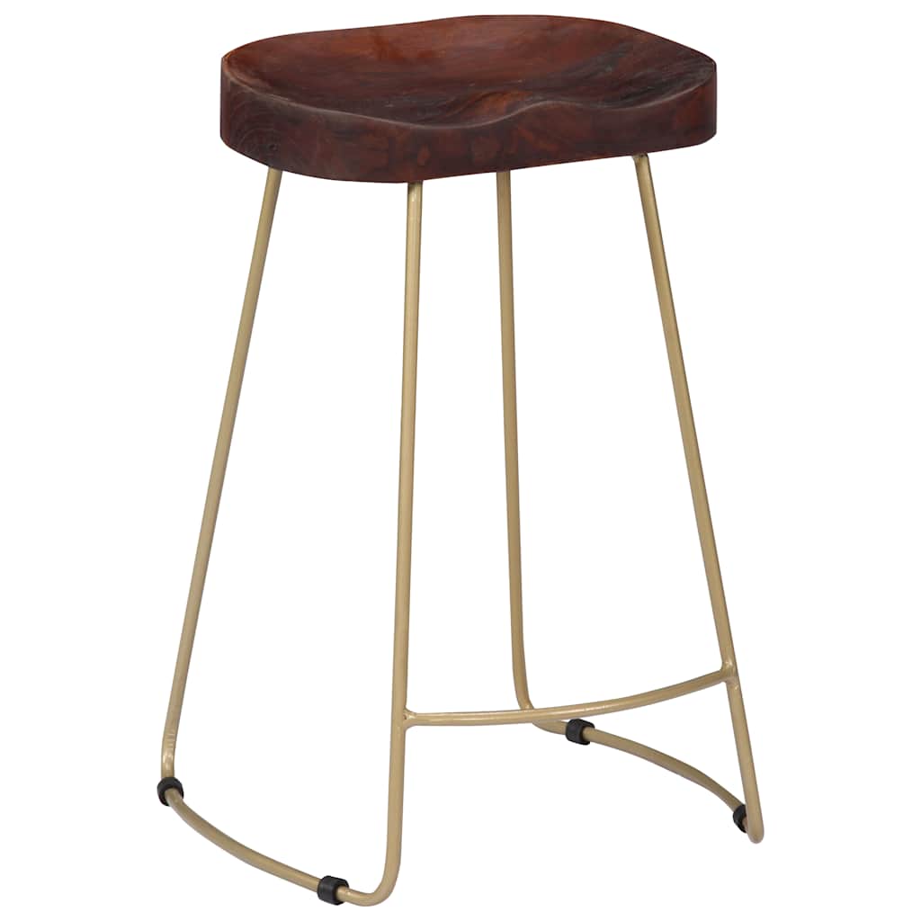 vidaXL Gavin Bar Stools 2 pcs Solid Mango Wood - Brown - 45 x 40 x 62 cm