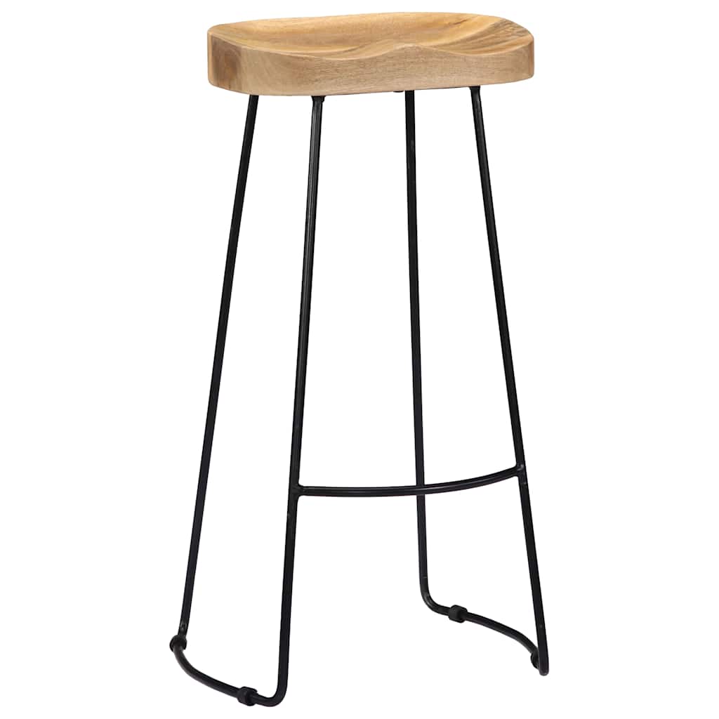 vidaXL Gavin Bar Stools 2 pcs Solid Mango Wood - Brown - 45 x 40 x 78 cm