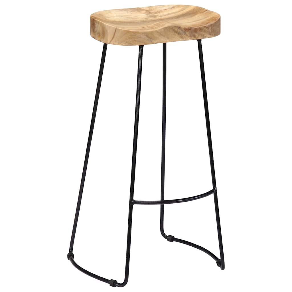vidaXL Gavin Bar Stools 2 pcs Solid Mango Wood - Brown - 45 x 40 x 78 cm